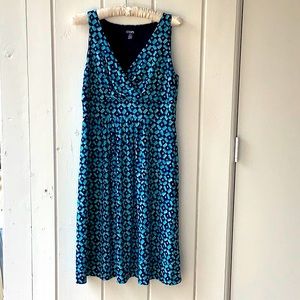 Mock Wrap Stretchy Sundress in Geometric Print